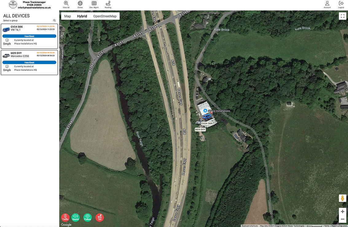 Historic Phace tracking platform example showing a map interface